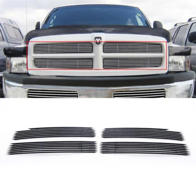 Se adapta a Dodge Ram 1500 1994-2001 barras horizontales de 4 mm rejilla de billet superpuesta de 4 piezas Foto 1 de 2
