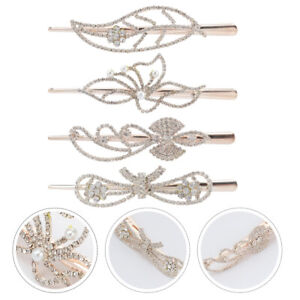  4 Pcs Wedding Hairpins Alloy Clips for Girls Bridal Headpiece Bride Crystal