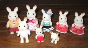 Sylvanian Families Calico Critters Bunny Rabbit Family Lot of 8 - Picture 1 of 7
