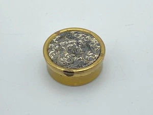 Antique Brass Silver Plated Pill Pot Powder Box - Picture 1 of 5