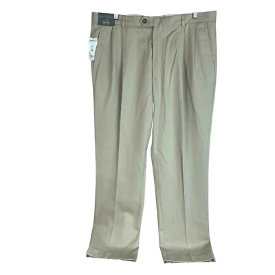 NEW Daniel Cremieux Mens Pleated Straight Leg Khaki Pants 38x30 Beige Stretch - Image 1 of 4