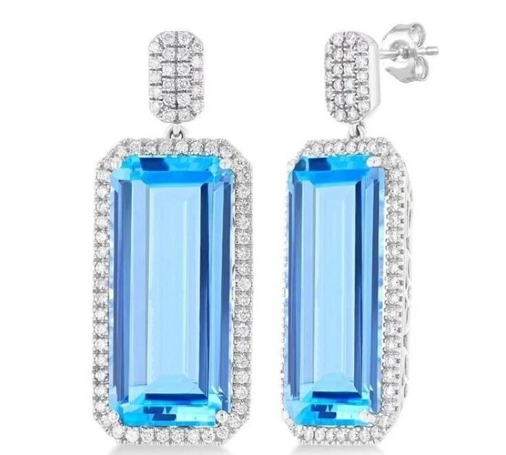 Conjunto de aretes colgantes de plata 925 con topacio Syn para mujer joyería de cóctel Foto 1 de 4