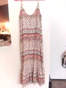 O’Neill Women’s Maxi Dress Cotton Floral Bohemian Size Large Pink Orange - Picture 1 of 5