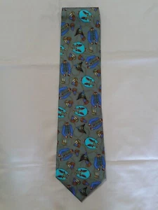 LEONARD PARIS HUSSAR MILITARY OFFICERS JACKET HAT OLIVE GREY BACKGROUND SILK TIE - Picture 1 of 4