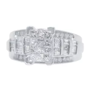 Ladies 10k White Gold Real Natural .90Ct Diamond Engagement Anniversary Ring New - Picture 1 of 11