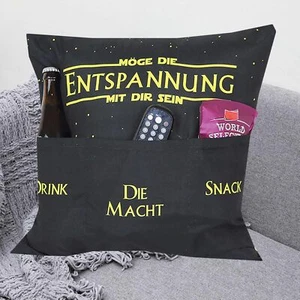 Dekokissen MÖGE DIE ENTSPANNUNG A Kissen mit 3 Taschen selbst Befüllen Geschenk - Bild 1 von 8