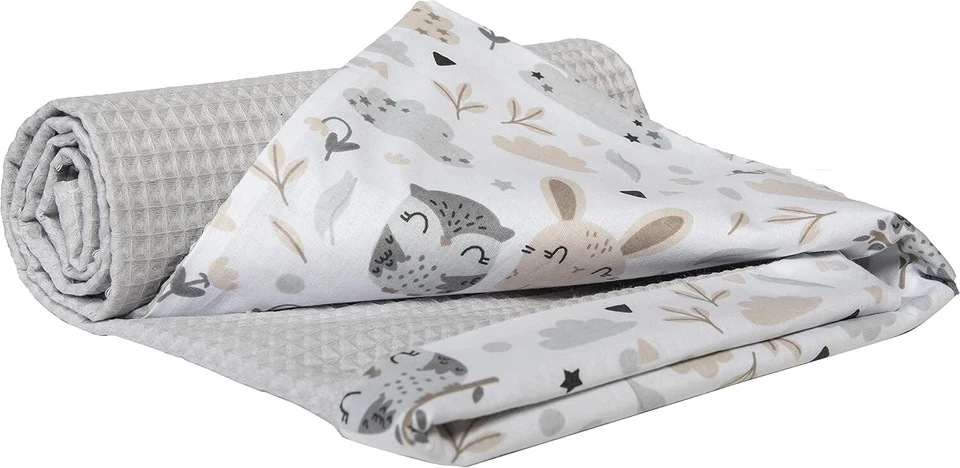 Medi Partners Krabbeldecke Baumwolle Waffle 75x100 Doppelseitig Kuscheldecke