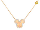 Disney 100 Mickey Mouse Solid Gold 8K Necklace Girl Pendant Necklace adj 39-42cm