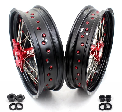 Jantes Supermoto tamanho OEM tamanho KKE 17" ajuste Honda XR650L 1993-2024 CNC cubos vermelhos - Imagem 1 de 4