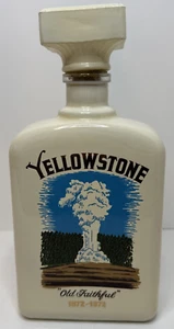 Vintage Yellowstone "Old Faithful" Painted Glass Bottle Empty Decanter With Cork - Picture 1 of 6