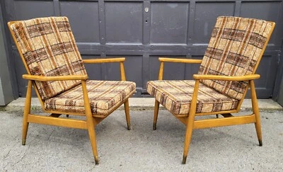 Danish Modern Lounge Chairs Mid Century Kofod Larsen Style Pair Foto 1 de 4