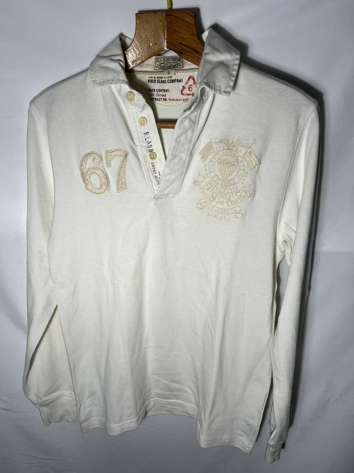 Polo Jeans Ralph Lauren Cuello Para Hombre Blanco Manga Larga Polo Foto 1 de 4