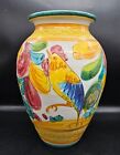 Hand Painted Majolica Vase Italy Signed 13.5