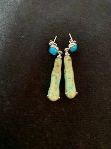 Earrings, Sterling Silver & Genuine Turquoise Dangle & Post Women's Jewelry NIB - Picture 1 of 5