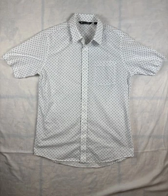 Travis Mathew Short Sleeve Button Front Shirt Mens M Diamond Print White - Image 1 of 4