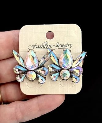 Pendientes de 1" Gota AB Cristal Elegante Noche Post Invitada Boda, Novia, Concurso Foto 1 de 3