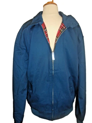 Nuevo~Chaqueta Harrington Original Para Hombre Talla XXL Azul Marino, Forro Tartán a Cuadros Foto 1 de 4