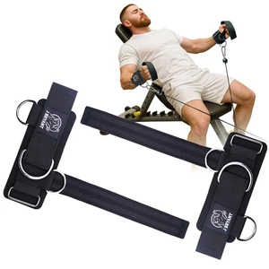 Muñequeras de levantamiento de pesas correas con 3 anillos en D para cable máquinas entrenamiento - Imagen 1 de 8