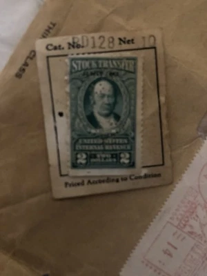 US Scott RD128, Revenue, Stock Transfer, $2.00, Series of 1942, Used, NG, F/VF - Image 1 of 2