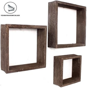 3er Set quadratisch Espresso Altholz offene Box Regal - Bild 1 von 6