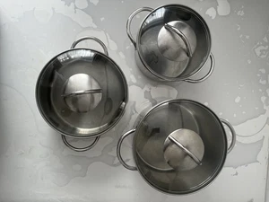 Set of 3 Fissler Stainless Steel 18-10 Induction Pots with Lids - Picture 1 of 15