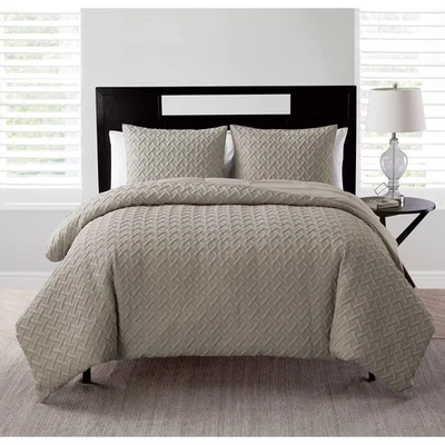 King Nina Ii Embossed Comforter Set Taupe - VCNY Home
