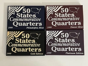1999 50 States Commemorative Quarters - Denver -Philadelphia-Gold-PLATINUM SET - Picture 1 of 4