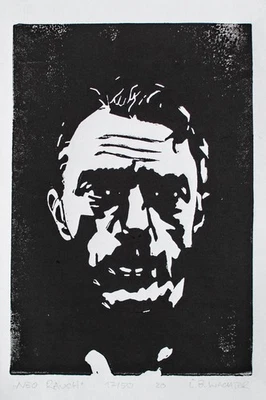 Leonhard Wachter Porträt Neo Rauch Contemporary sign Linolschnitt 2020 17/50 - Bild 1 von 3