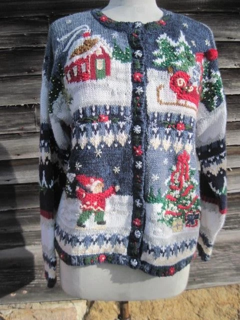 L@@K *+* SUÉTER CÁRDIGAN NAVIDAD DULCE Y ANIMADO Colores Azul Suave *+* Talla M Foto 1 de 1