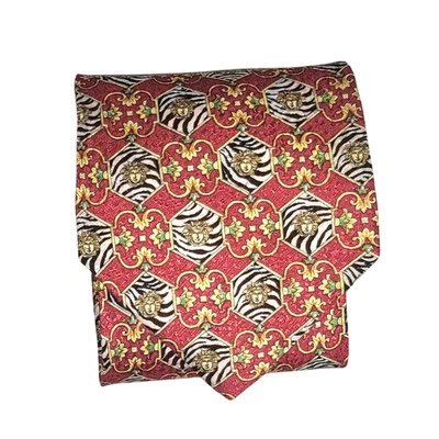 Corbata Gianni Versace Seda Cabeza de Medusa 100% Seda Rojo/Negro/Blanco/Dorado De Colección Foto 1 de 4