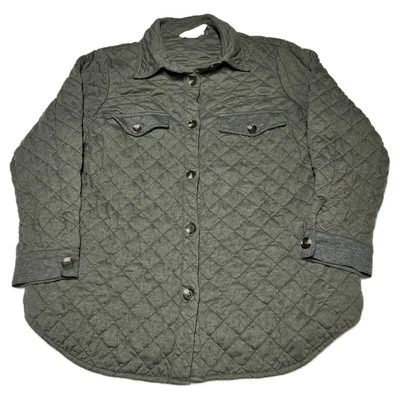 Chaqueta acolchada Sigrid Olsen para mujer grande verde con bolsillos abotonados  Foto 1 de 4