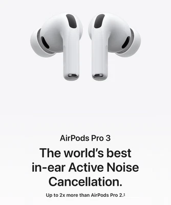 NEW SEALED W/ AppleCare+ Apple AirPods Pro 3 Heart Rate Sensor Live Translation - Image 1 of 4
