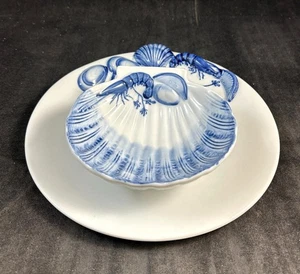 Artland Seafood Ocean Blue Group of Dinner Plate and Individual Salad Bowl - Picture 1 of 11