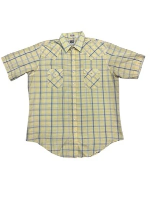 Camisa Western De Colección Ely Cattleman Para Hombre XL Alta 17 1/2 Amarillo Perla A Presión Foto 1 de 3