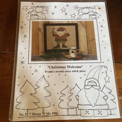 Vintage 1996 Mosey 'N Me Cross Stitch Pattern Chart "Christmas Welcome" #53 - Image 1 of 3
