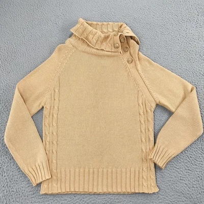 Woolrich Sweater Womens Medium Camel Rheanna Pullover Cable Knit Turtleneck - Image 1 of 4