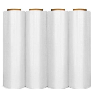 4 Pieces 18" X 1500 FT Hand Stretch Plastic Film Shrink Pallet Wrap 80 Gauge New - Image 1 of 4