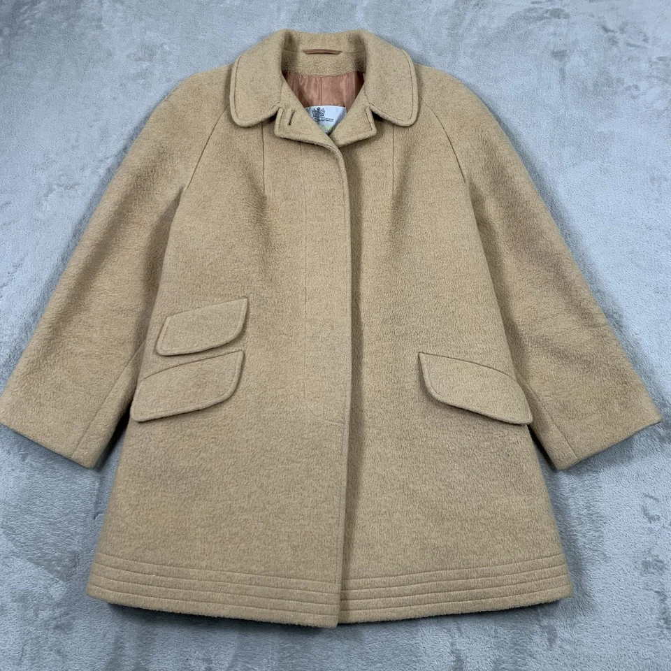 Aquascutum Coat Womens UK 12 Beige Camel Hair Fur Wool Overcoat A Line Long Mac - Image 1 of 4