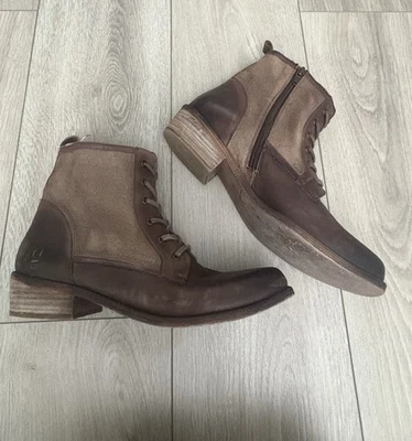 Botas Roan By Bed Stu Rosabel 9,5 marrom couro/lona com zíper amarrado - Imagem 1 de 4