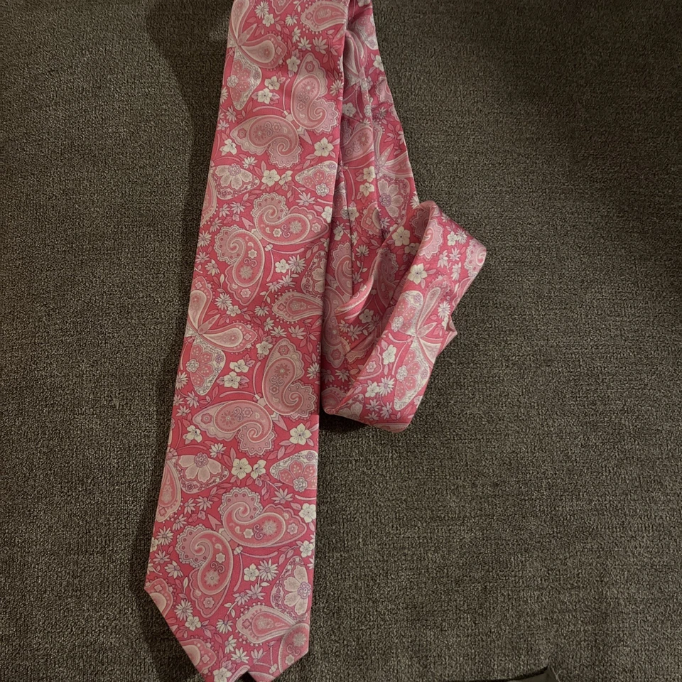 Мужской розовый галстук с узором пейсли Tommy Hilfiger - Изображение 1 из 3