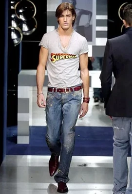 Рубашка Супермена с бисером Dolce And Gabbana 2005 Runway - Изображение 1 из 4