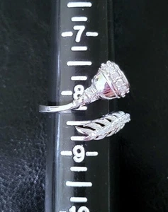🪶ADJ GENUINE MOISSANITE 925 STERLING OPEN BYPASS FEATHER WRAP RING - Picture 1 of 13