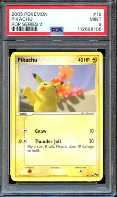 PSA 9 Pikachu 16/17 Pop Series 2 Pokemon Card MINT - Image 1 of 2