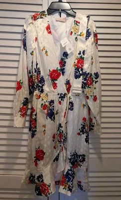 Vestido Tory Burch Nuevo con Etiquetas Blanco Multicolor Volantes Estampado Floral Seda Talla 4 Foto 1 de 4
