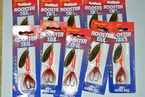 10 lures wordens rooster tail trout bass spinners 1/4oz fluorescent red