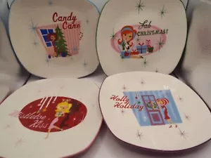 4er Set Sakura WEIHNACHTEN CUTIES Salat Dessert Steingut Teller RETRO 50er Fun - Bild 1 von 10