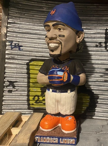 NEW-New York Mets Francisco Lindor Bobblehead Garden Gnome 4-30-22 SGA Custom Cover