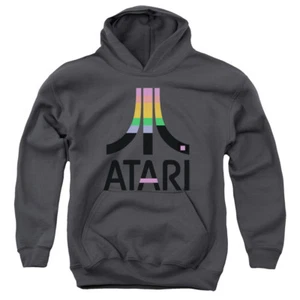 Atari Kids Hoodie Retro Colors Logo Charcoal Hoody - Picture 1 of 2