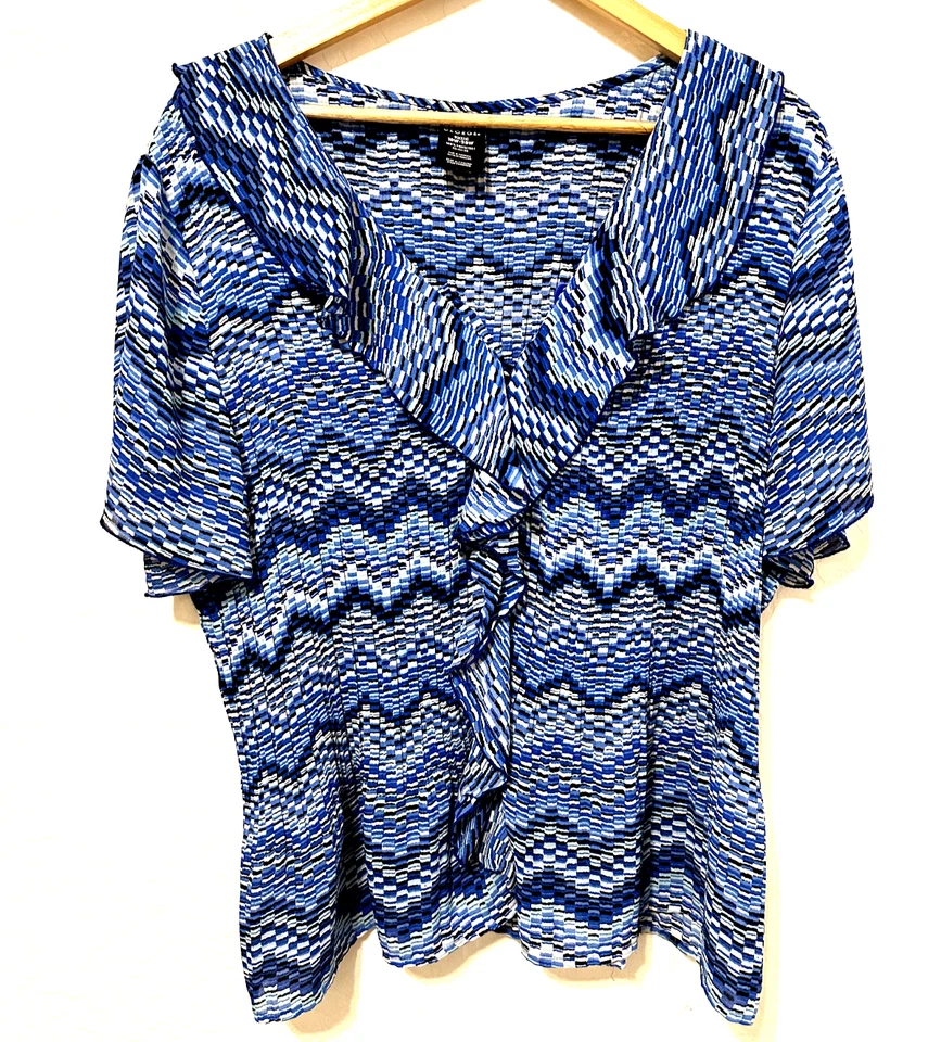 Top Vintage George Mujer Rayas Volantes Talla 2X Y2K Retro Western Artístico Boho Foto 1 de 4