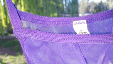 Vintage purple chiffon string bikini panty with flat trim sz med